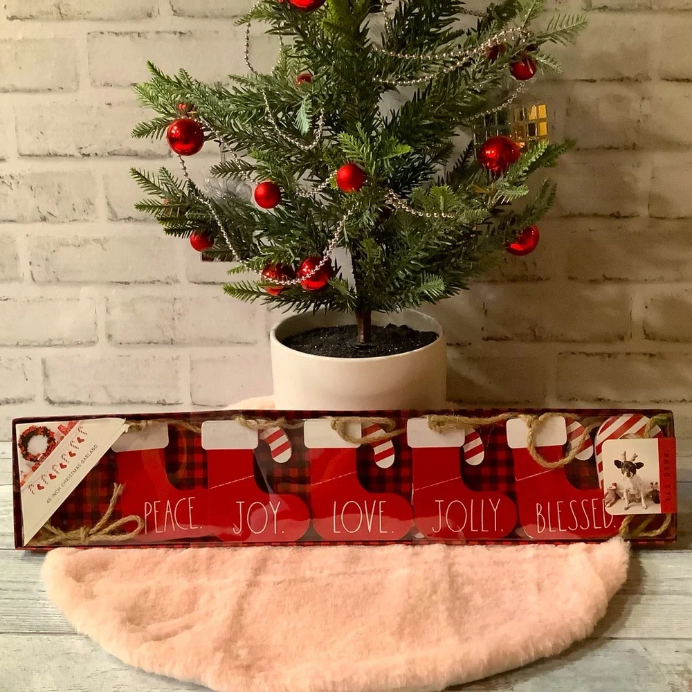 Rae Dunn Christmas Wood Stocking Garland